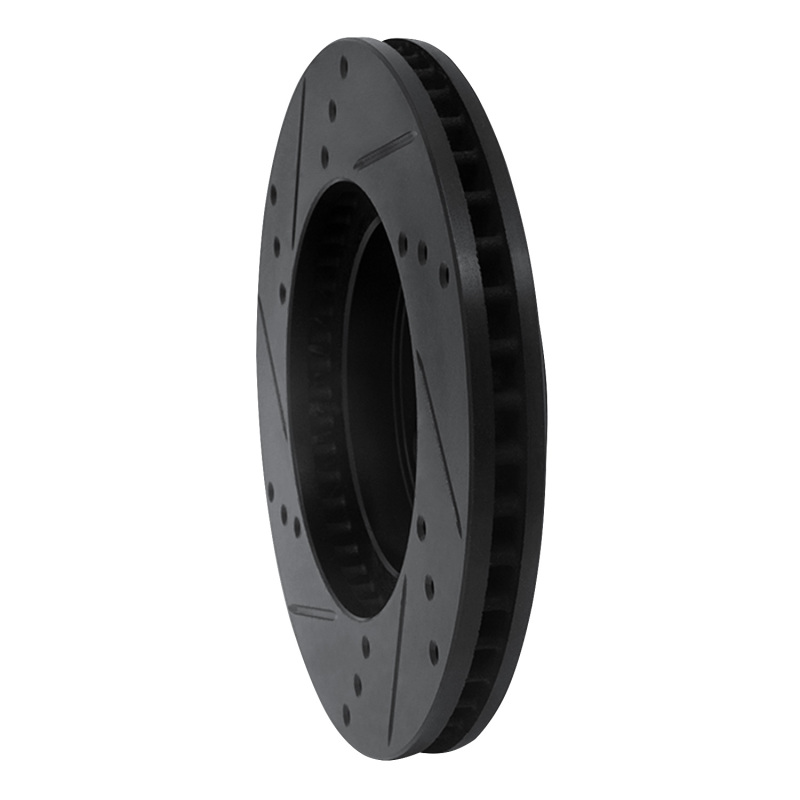 Lexus CT200H Brake Rotor (1) - Front Right - R1 Concepts - Drilled & Slotted - Black - `10-`17